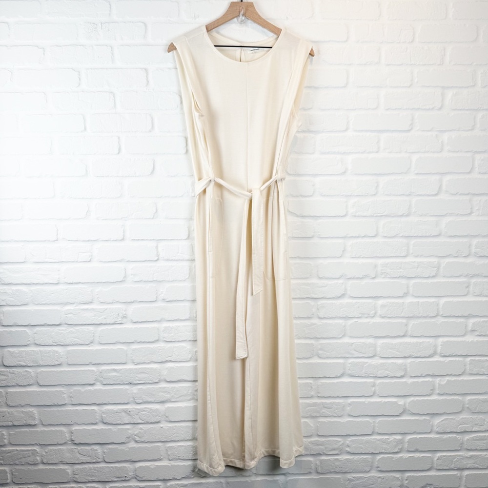 Max Studio Cream Jumpsuit Pants Tie Waist Medium